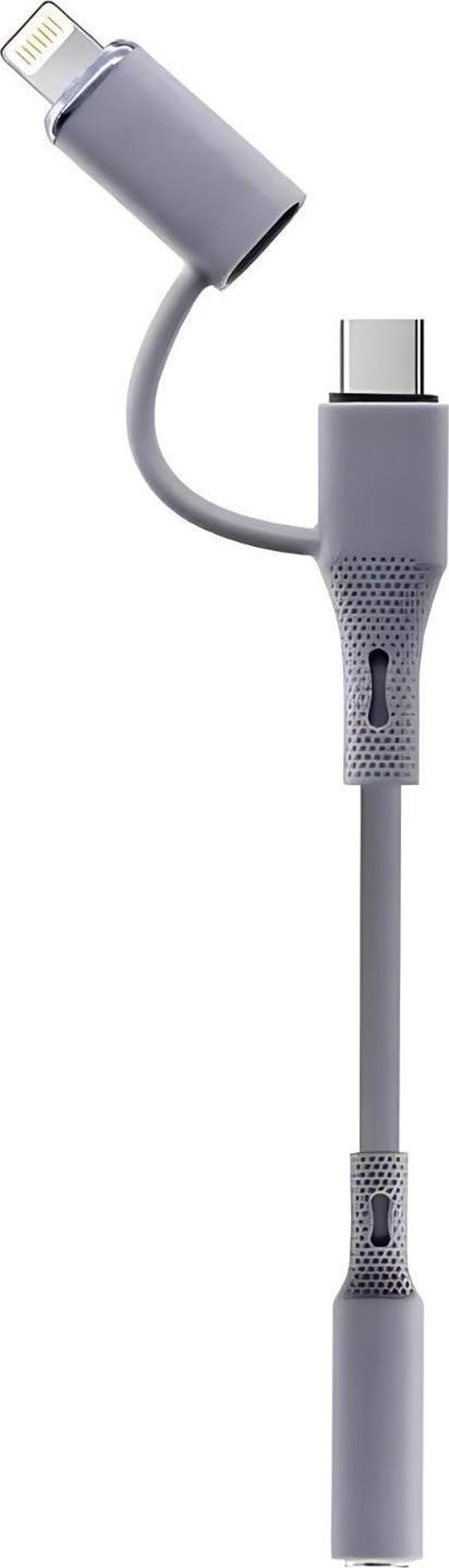 Ga78 2in1 Aux Dönüştürücü Silikon Ses Kablosu Type-C ve Lighting Kulaklık Ses Aktarımı iPhone ile Uyumlu - Image 1