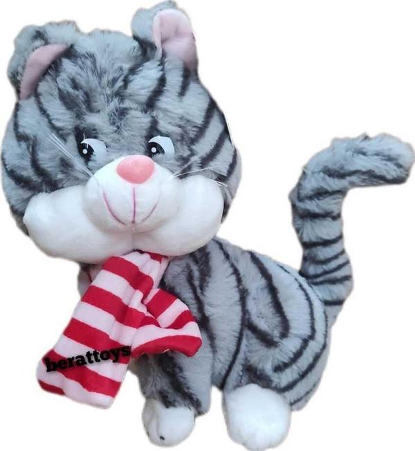 Berattoys 30 Cm Peluş Kedi Sesli Miyavlayan Kedi Oyuncak Kedi Sesli Hediyelik Peluş Kedi - Image 1