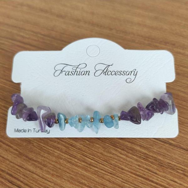 Ametist & Akuamarin Doğal Taş Enerji Bilekliği - 5634 - Image 1