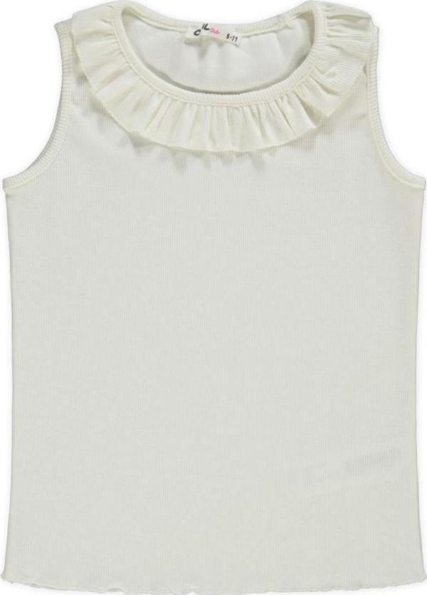 Civil Girls Yakası Fırfırlı 6-9 Yaş Tişört - Ekru8-9 Yaş - Image 1