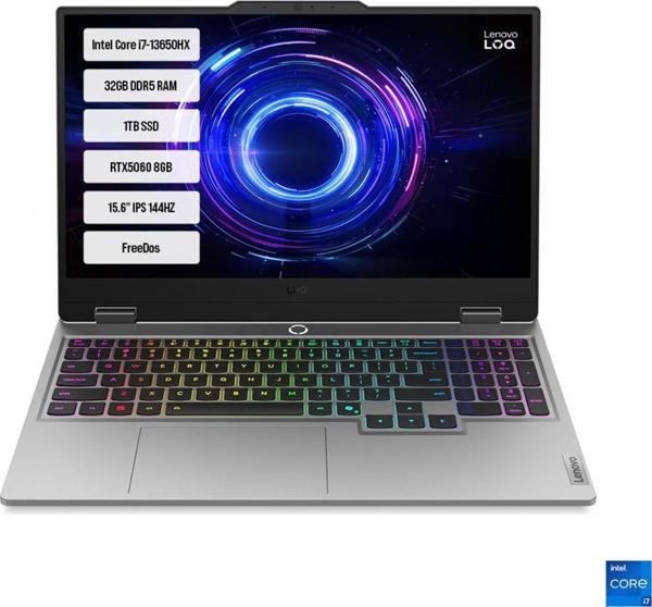 LOQ 15IRX10 83JE00J5TR-06 i7-13650HX 32GB DDR5 1TB SSD RTX5060-8GB 15.6" IPS 144Hz FreeDos - Image 1
