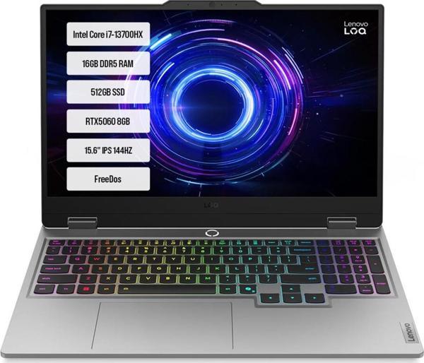 LOQ 15IRX10 83JE00LDTR i7-13700HX 16GB DDR5 512GB SSD RTX5060-8GB 15.6" IPS 144Hz Dos - Image 1