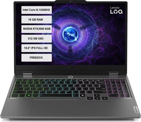 LOQ 15IAX9 83GS00R7TR-02 Intel Core i5-12450HX 16GB 512GB SSD RTX3050 15.6" IPS FreeDos - Image 1