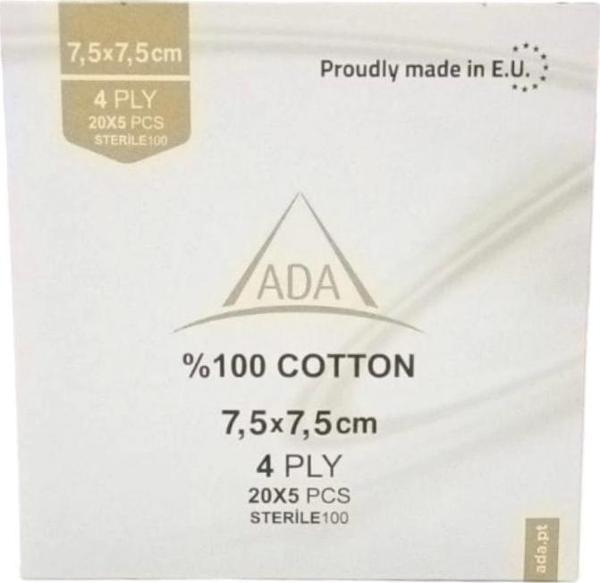 Ada Steril Gaz Kompres 4 Kat 7,5cm x 7,5cm (5'li Zarf) - 100'lü Kutu - Image 1