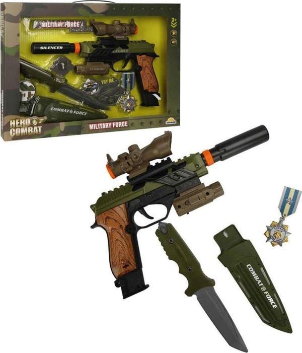 S00004308 ASKER SİLAH SET BIÇAK/SİLAH IŞIK/SES 6PR Kız Erkek Çocuk Oyuncak Eğitici Oyuncaklar - Image 1