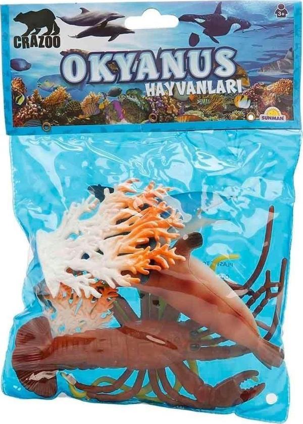 0709 Okyanus Hayvanları Poşetli Hayvan Oyun Seti Orta Boy Kız Erkek Çocuk Oyuncak Eğitici Oyuncaklar - Image 1