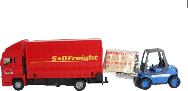 Man Kırmızı Kamyon ve Forklift Kız Erkek Çocuk Oyuncak Eğitici Oyuncaklar - Image 1