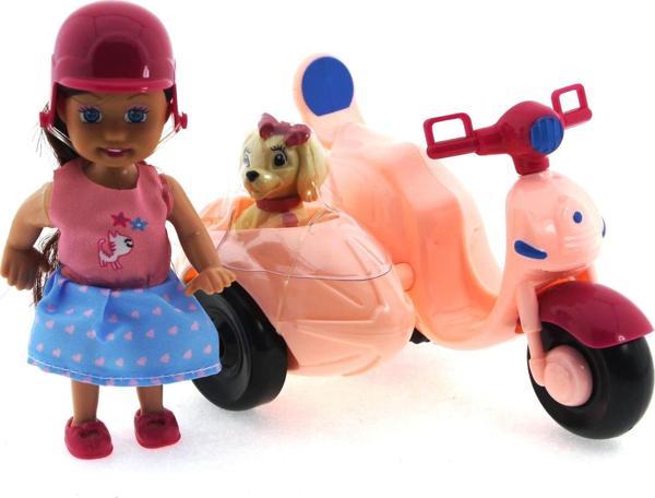 Cute Doll Mini Bebek ve Köpekli Pembe Motorsiklet Kız Erkek Çocuk Oyuncak Eğitici Oyuncaklar - Image 1