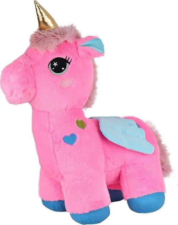 4974 Büyük Pembe Unicorn Kız Erkek Çocuk Oyuncak Eğitici Oyuncaklar - Image 1