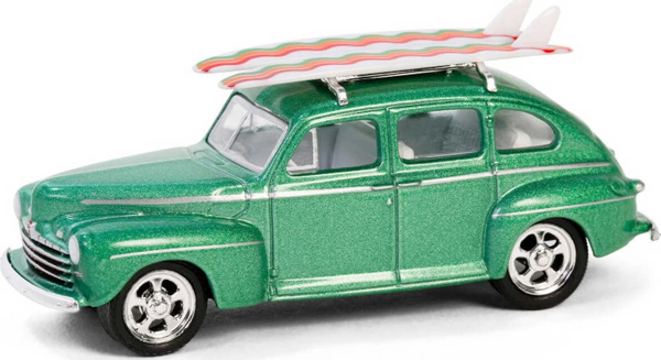 Greenlight 1/64 The Hobby Shop Series 16 - 1946 Ford Fordor Super Deluxe Green Metallic with White I - Image 1