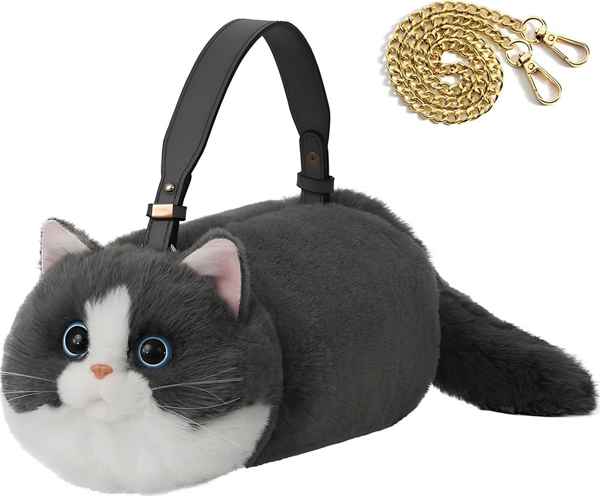 B&D Kedi El Çantası Gri Kız Erkek Çocuk Oyuncak Eğitici Oyuncaklar - Image 1