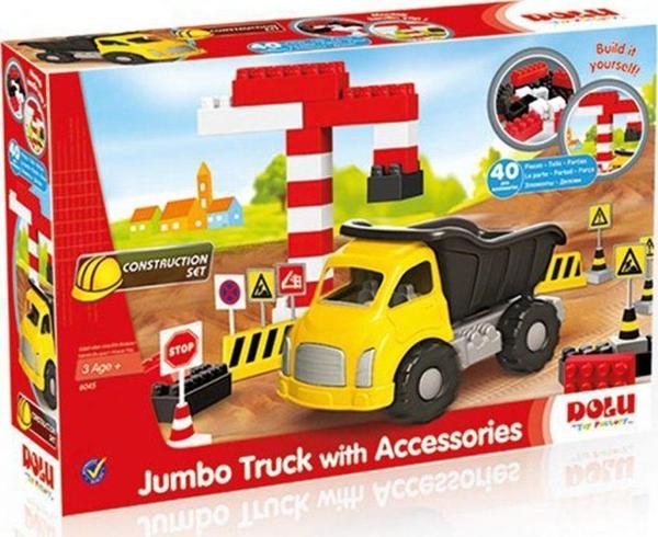 6045 Dolu, Jumbo Kamyon Trafik Seti ve Bloklar Kız Erkek Çocuk Oyuncak Eğitici Oyuncaklar - Image 1