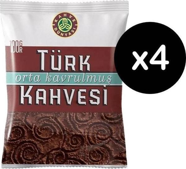 Kahve Dünyası Orta Kavrulmuş Türk Kahvesi 100 gr 4 Adet - Image 1