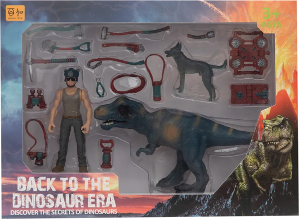 Erkek Figürlü Dinozorlu ve Aksesuarlı Oyun Seti Kız Erkek Çocuk Oyuncak Eğitici Oyuncaklar - Image 1