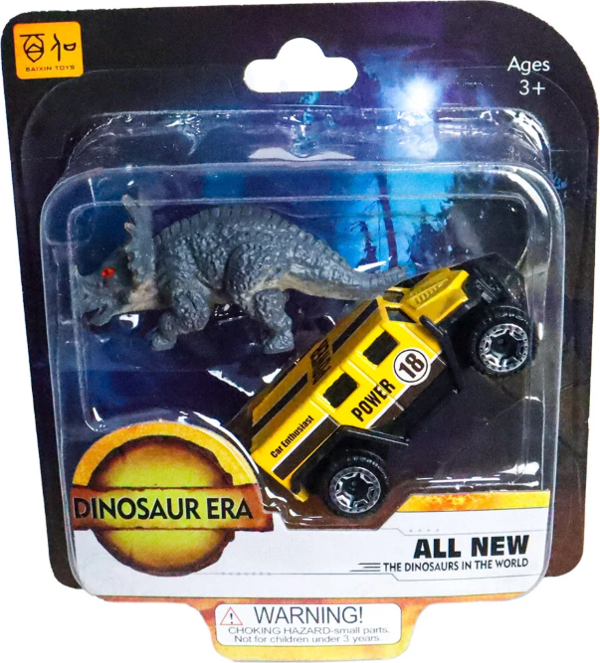 Die Cast Metal Hummer Benzeri Araba ve Triceratops Kız Erkek Çocuk Oyuncak Eğitici Oyuncaklar - Image 1