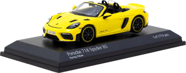 Tarmac Works x Minichamps 1/64 Porsche 718 Spyder RS Racing Yellow Kız Erkek Çocuk Oyuncak Eğitici O - Image 1
