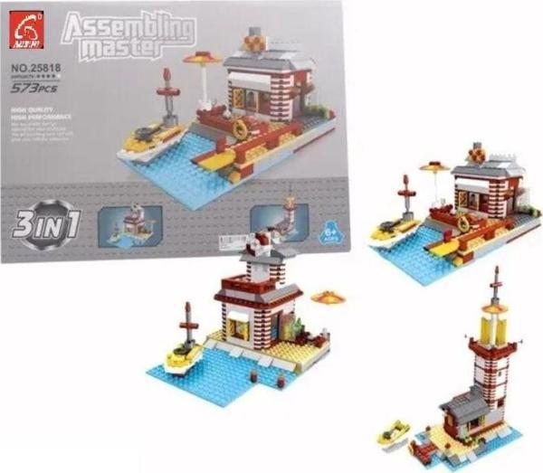 Ausini Assembling Master 573 Parça 3 in 1 İskele ve Deniz Feneri Kız Erkek Çocuk Oyuncak Eğitici Oyu - Image 1