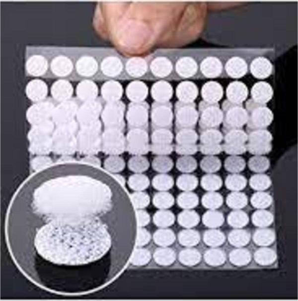 ENZELO 100 Adet Arkası Yapışkanlı Yuvarlak Cırt Cırtlı Bant, Kaliteli Bant, Çap 1cm, (beyaz) - Image 1