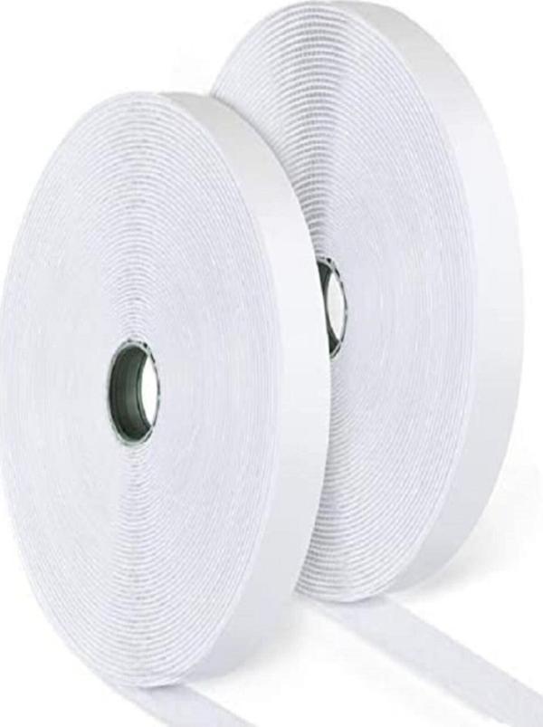 ENZELO Beyaz Cırt Cırtlı Bant, 1 Mt Amerikan Fermuarı, 5cm Yapışkanlı - Image 1