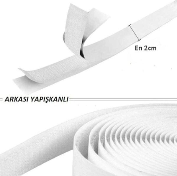 ENZELO - 5 Metre Arkası Yapışkanlı Beyaz Cırt Cırtlı Bant Amerikan Fermuarı 2 Cm Genişlik - Image 1