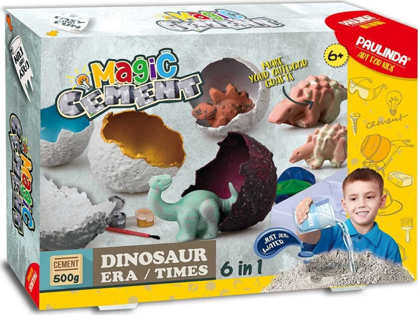 Paulinda Magic Cement Dinosaur Era / Times 6in1 Hobi Set 500 gr Kız Erkek Çocuk Oyuncak Eğitici Oyun - Image 1