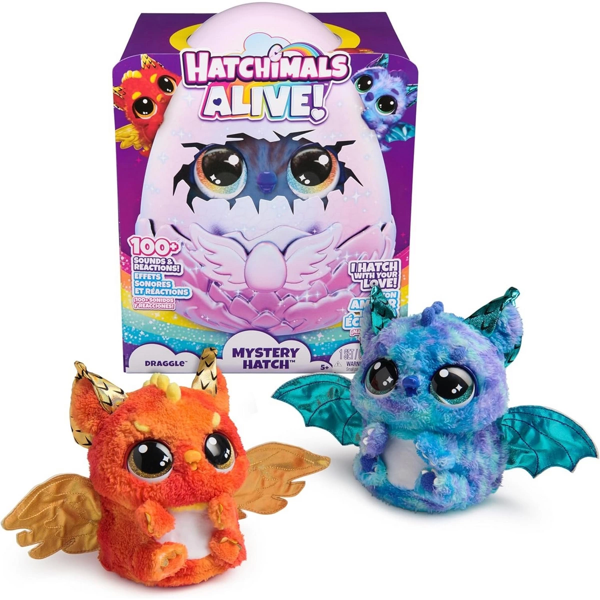 Hatchimals Peluş Simli Draggle Kız Erkek Çocuk Oyuncak Eğitici Oyuncaklar - Image 1