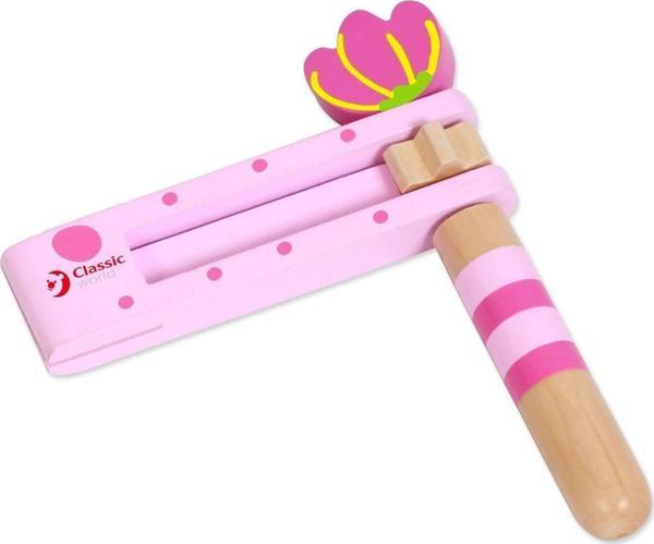 Classic World Pembe Ahşap Kastanet-Şak Şak Kız Erkek Çocuk Oyuncak Eğitici Oyuncaklar - Image 1