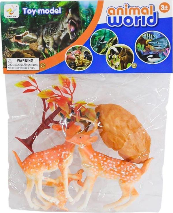 HJ666-6A PVC Panda ve Geyik Ailesi Kız Erkek Çocuk Oyuncak Eğitici Oyuncaklar - Image 1