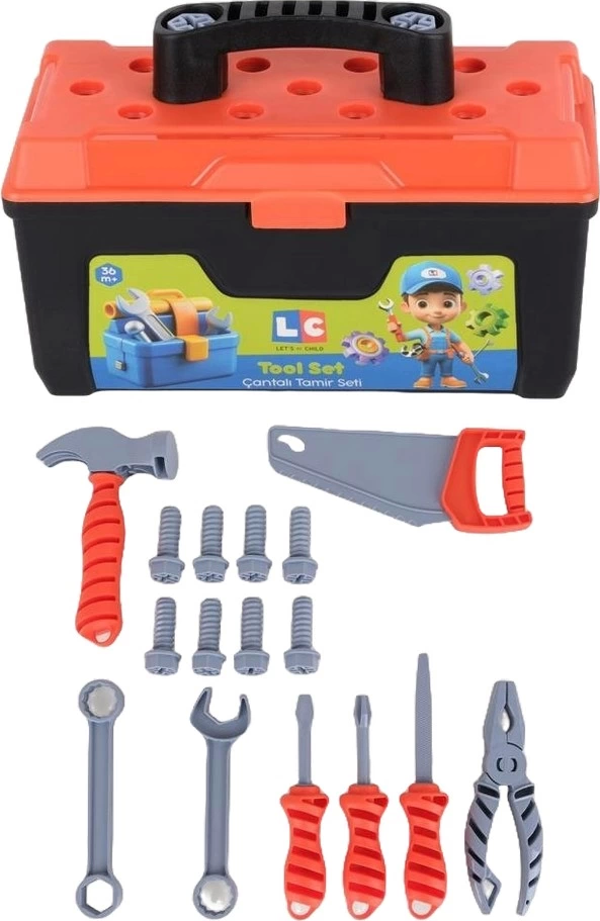 Let's Be Child Çantalı Tamir Seti Turuncu Kız Erkek Çocuk Oyuncak Eğitici Oyuncaklar - Image 1