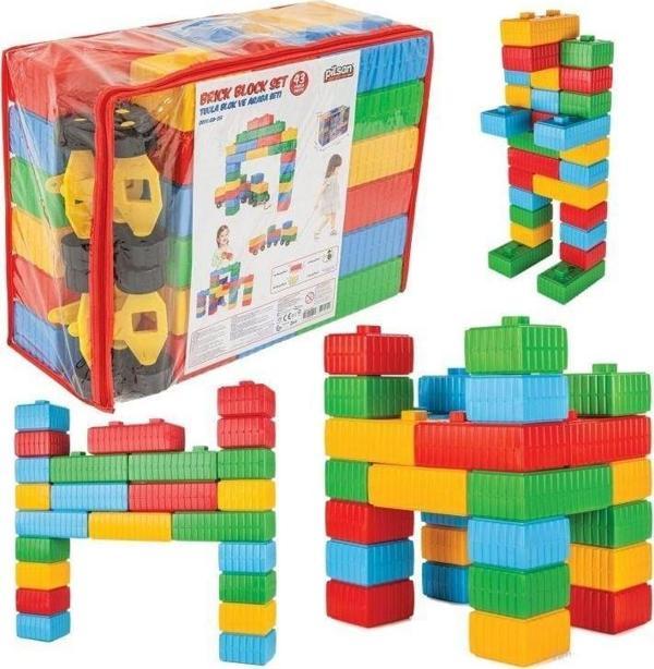 Tuğla Blok ve Araba Seti Kız Erkek Çocuk Oyuncak Eğitici Oyuncaklar - Image 1