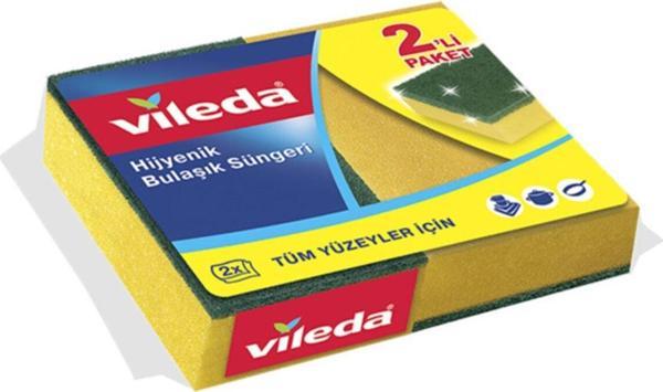Vileda Yeşil Düz Hijyenik Bulaşık Süngeri 2 Li - Image 1