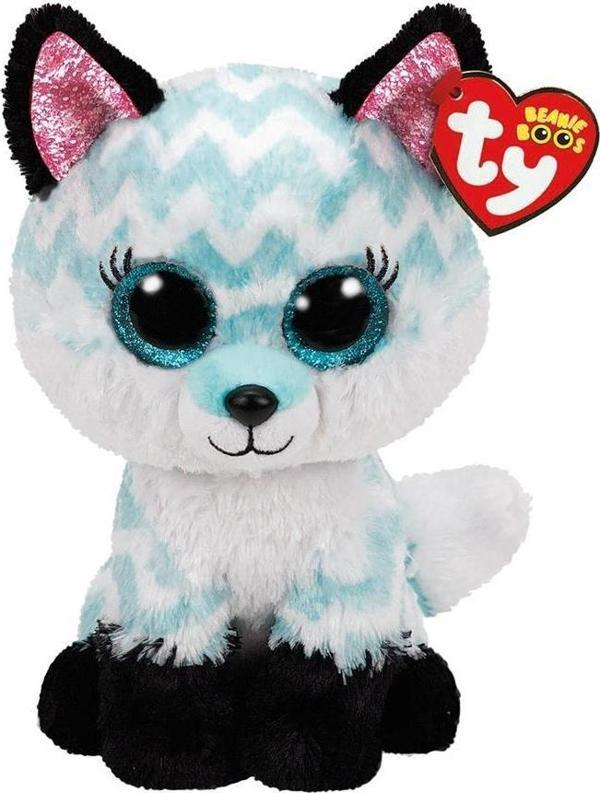 TY Beanie Boos Mavi Şevron Desenli Peluş Tilki Atlas 24cm Kız Erkek Çocuk Oyuncak Eğitici Oyuncaklar - Image 1