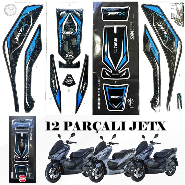SYM JET X 125 MAVİ TANK PAD SETİ 12 PARÇALI ORJİNAL SYM - Image 1