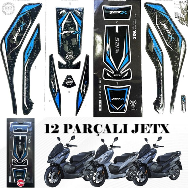 SYM JET X 125 MAVİ TANK PAD SETİ 12 PARÇALI ORJİNAL  - Image 1