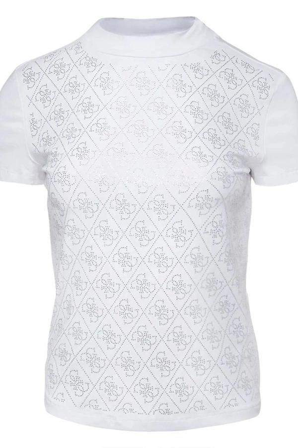 Guess Mock Kadın Beyaz Slim Fit T-Shirt W4BI26J1314-G011 - Image 1