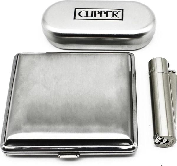 AlsepeteAvm Gümüş Metal Sigara Tabakası Ve Çakmak - Image 1