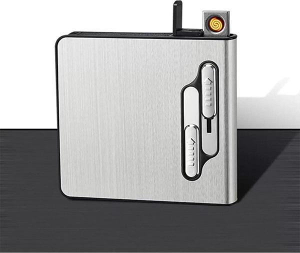 AlsepeteAvm Usb Girişli Şarjlı Kısa Sigara Tabakası Gümüş - Image 1