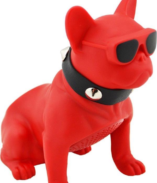 Sonia Desingshop Gözlüklü Bulldog Köpek Bluetooth Kablosuz Hoparlör Ses Bombası Kırmızı - Image 1