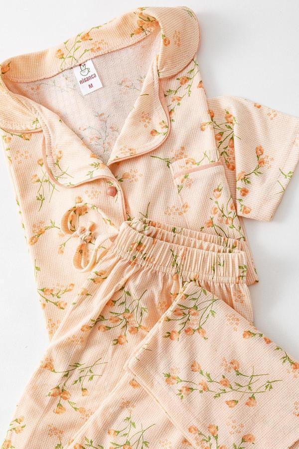 Uzun Kol Gömlek Yaka Kadın Büyük Beden  Pinterest Pijama Takımı - Mevsimlik Kadın Pijama - Image 1