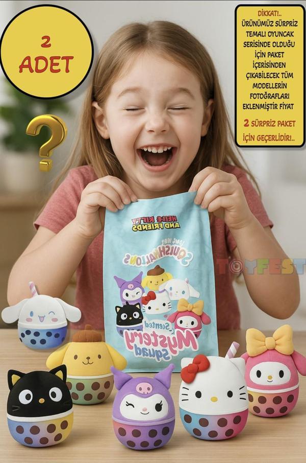 2 ADET Sürpriz Squishmallows Mystery Squad Hello Kitty ve Arkadaşları Temalı Sürpriz Paket - 13 CM - Image 1