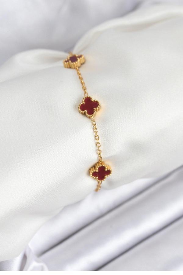 316L Çelik Gold Zincir Baby Boy Bordo Renk Bileklik - Image 1
