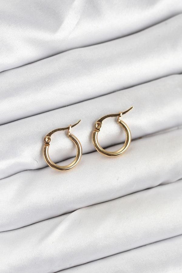 316L Çelik Gold Renk 12 mm Halka Kadın Küpe - Image 1
