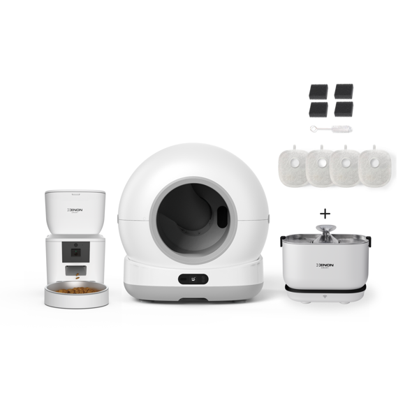 Xenon Smart Akıllı Otomatik Kameralı Kedi Tuvaleti Paslanmaz Çelik Kaseli 4LT Mama Kabı Akıllı Bataryalı Su Pınarı ve Filtre 4'lü Pet Seti - Image 1