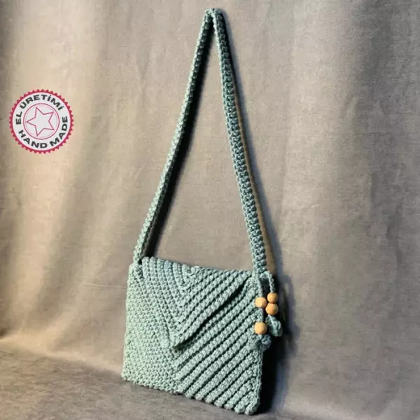 Uretti - Emine 9106 El Örgüsü Kadın Zarf Model Mint Yeşili Çapraz Çanta - Image 1