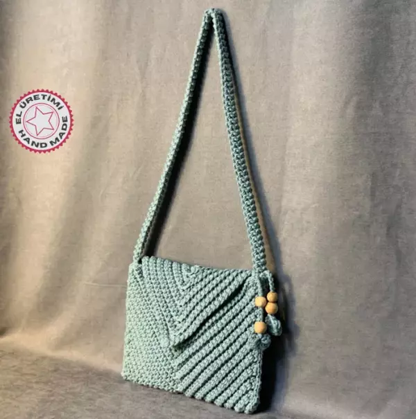 Uretti - Emine 9106 El Örgüsü Kadın Zarf Model Mint Yeşili Çapraz Çanta - Image 1