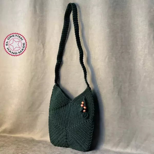 Uretti - Emine 9106 El Örgüsü Üçgen Motifli Kadın Çapraz Çanta - Yeşil - Image 1