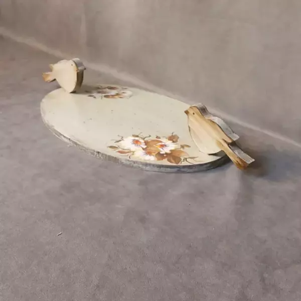 Uretti - Gülnur 8452 6722 El Yapımı Kuş Kulplu Ahşap Tepsi - Image 1