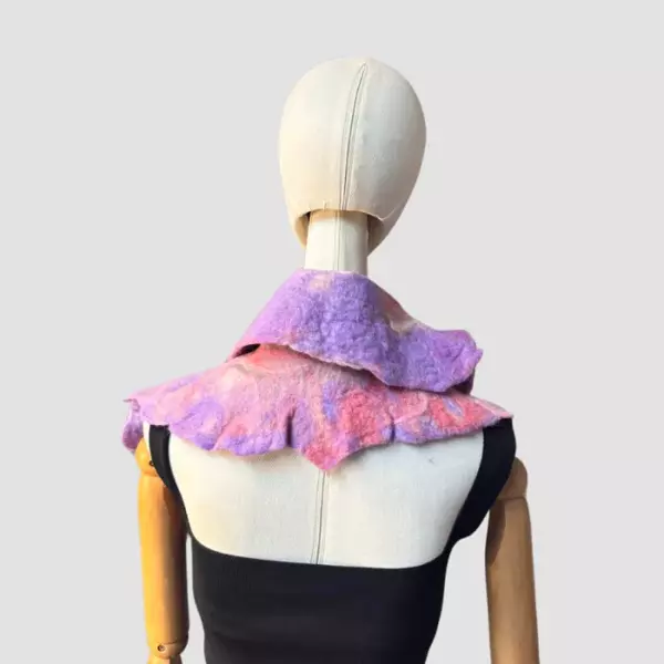 Uretti - Tülin 3528 El Yapımı Nakış İşlemeli Islak Keçe Şık Boyunluk - Pembe - Image 1