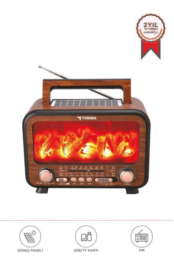 Torima D72 Açık Kahve Nostalji Kablosuz Speaker Bluetooth Hoparlör Radyo Solar Panelli - Image 1