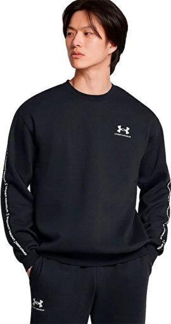 Under Armour Ua Icon Fleece Crew Taping Erkek Günlük Sweatshirts 1389357-001 Siyah - Image 1